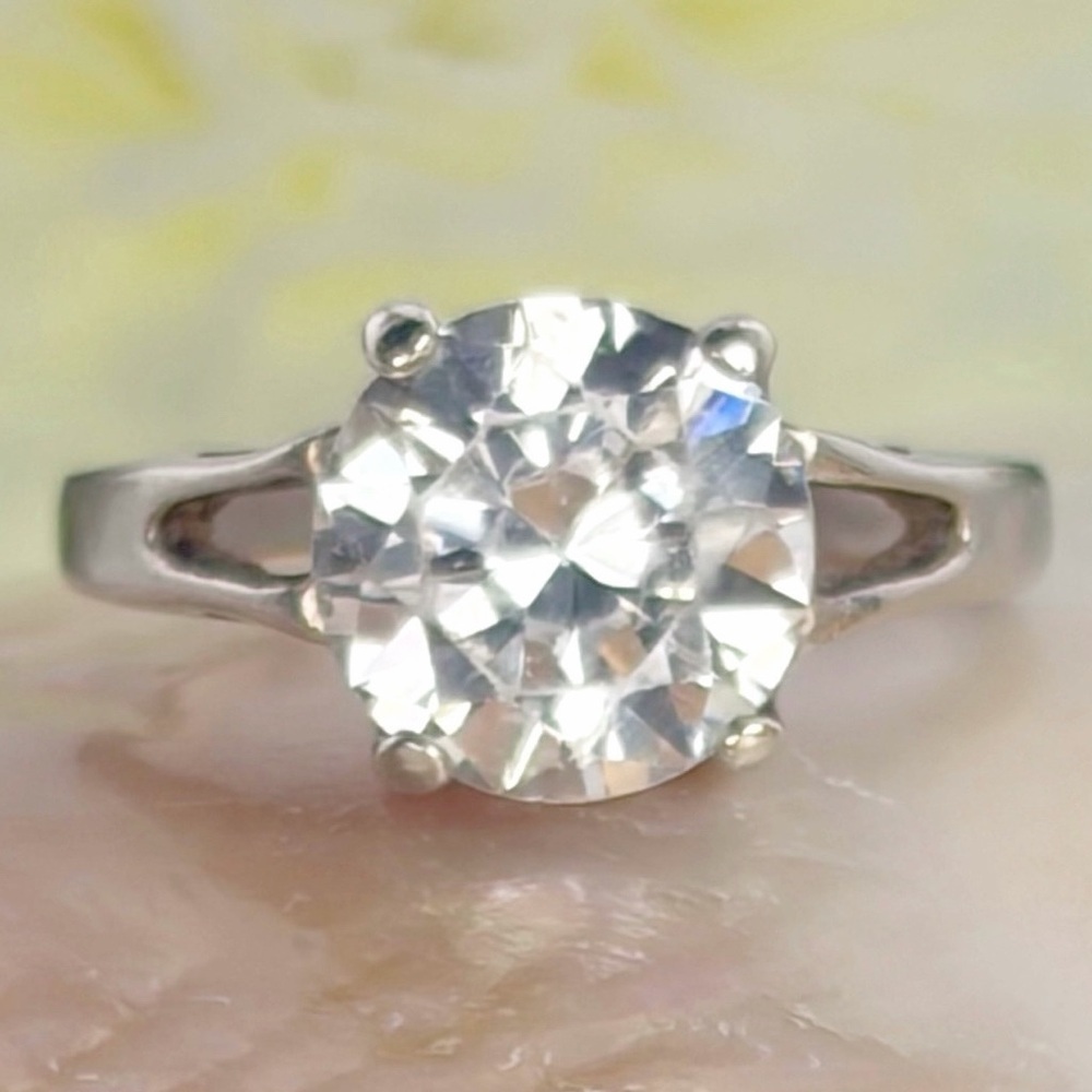 Vintage Art Deco Style Sterling Silver 925 Simulated Diamond Ring Size 7